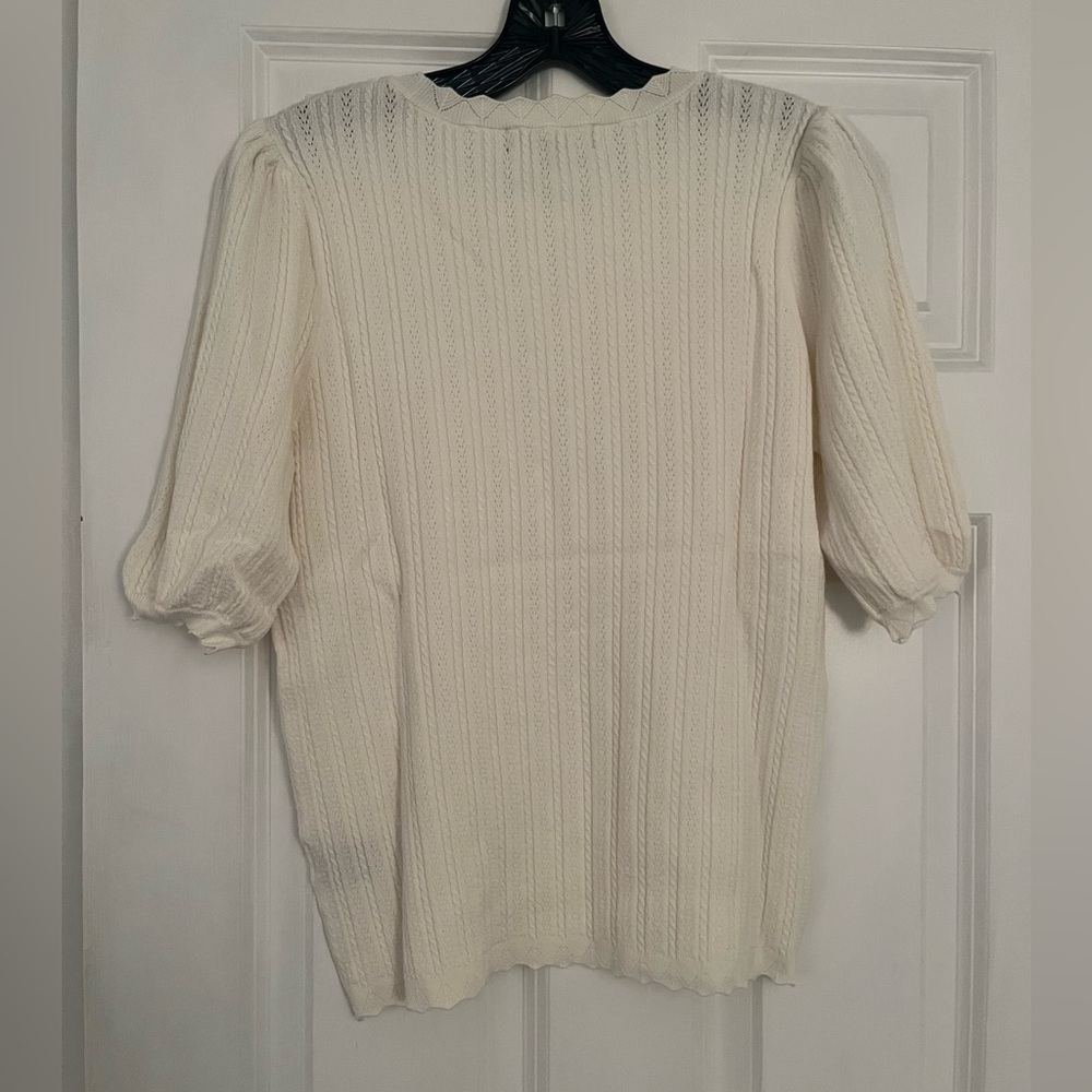 Pointelle Puff Sleeve Sweater - Picture 3 of 6